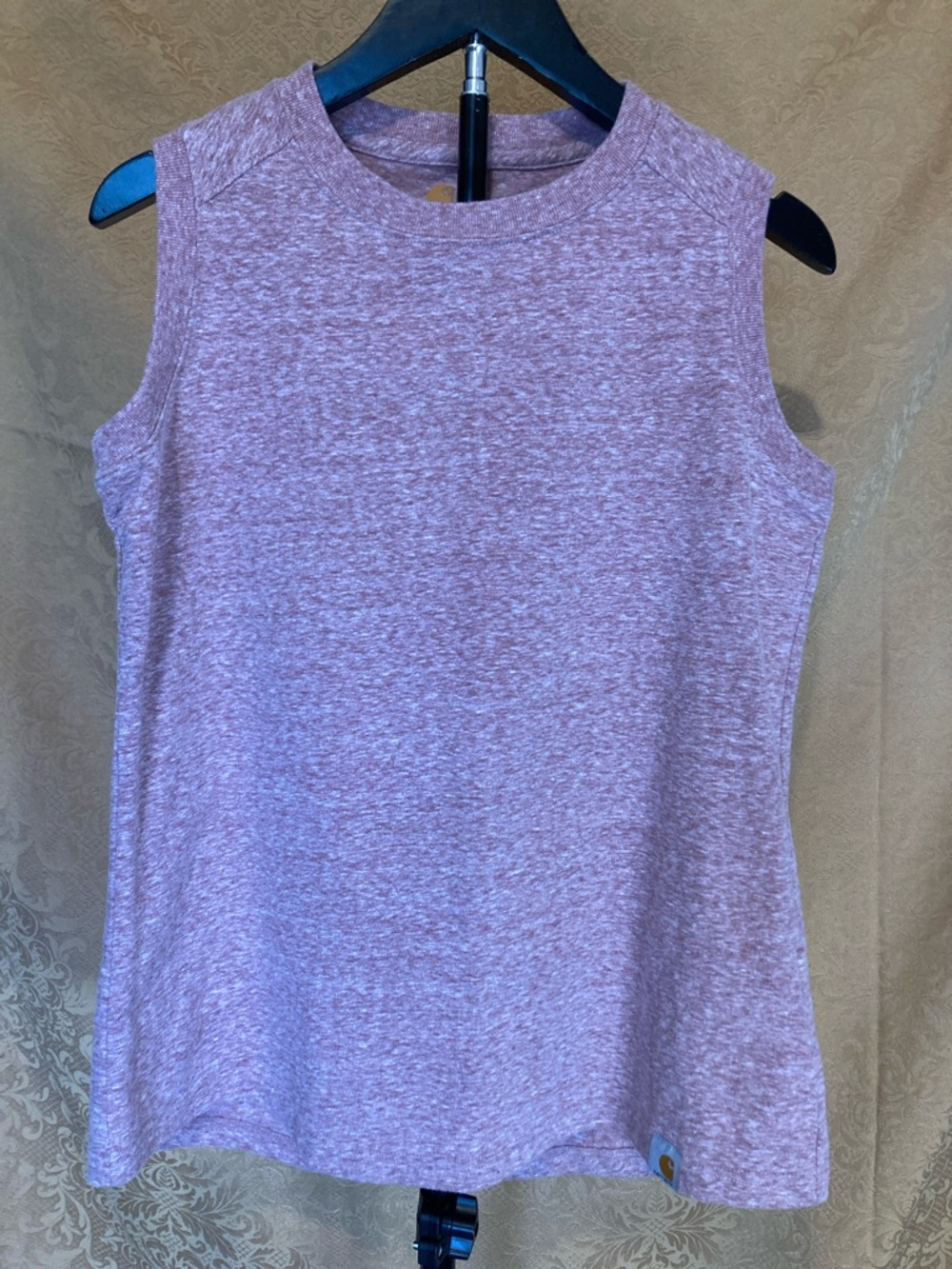 Carhartt Heathered Mauve Sleeveless Crew Neck Tank Top, Sz-Med